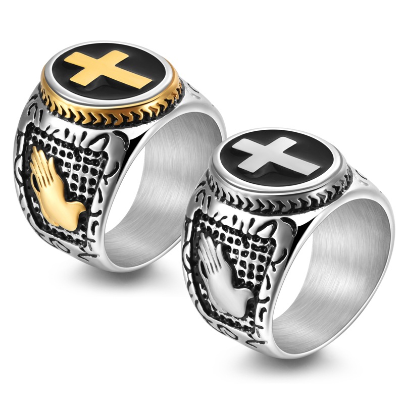 Men'S Accessories Hand Bands - Кольца с изображением молящихся рук, креста