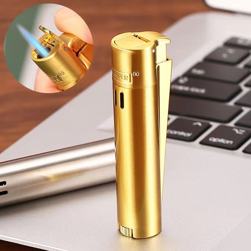 Men Accessories Gadgets - Металлическая Бутановая газовая зажигалка, ветрозащитная прямая