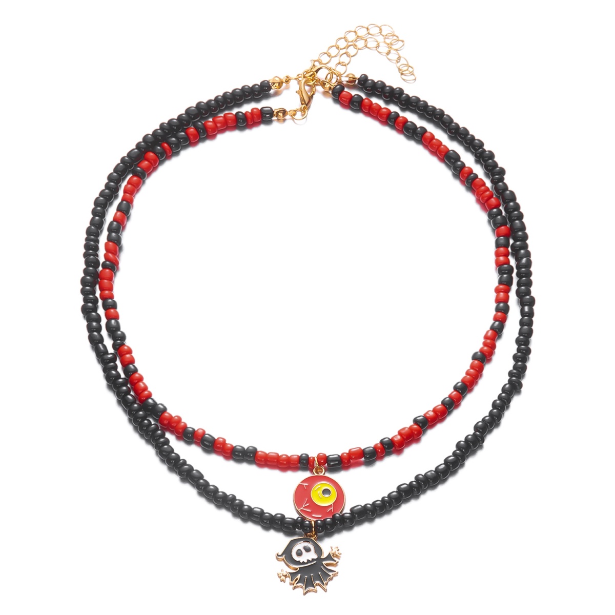 Men Accessories Evil Eye - Двухслойное ожерелье с подвеской от сглаза,