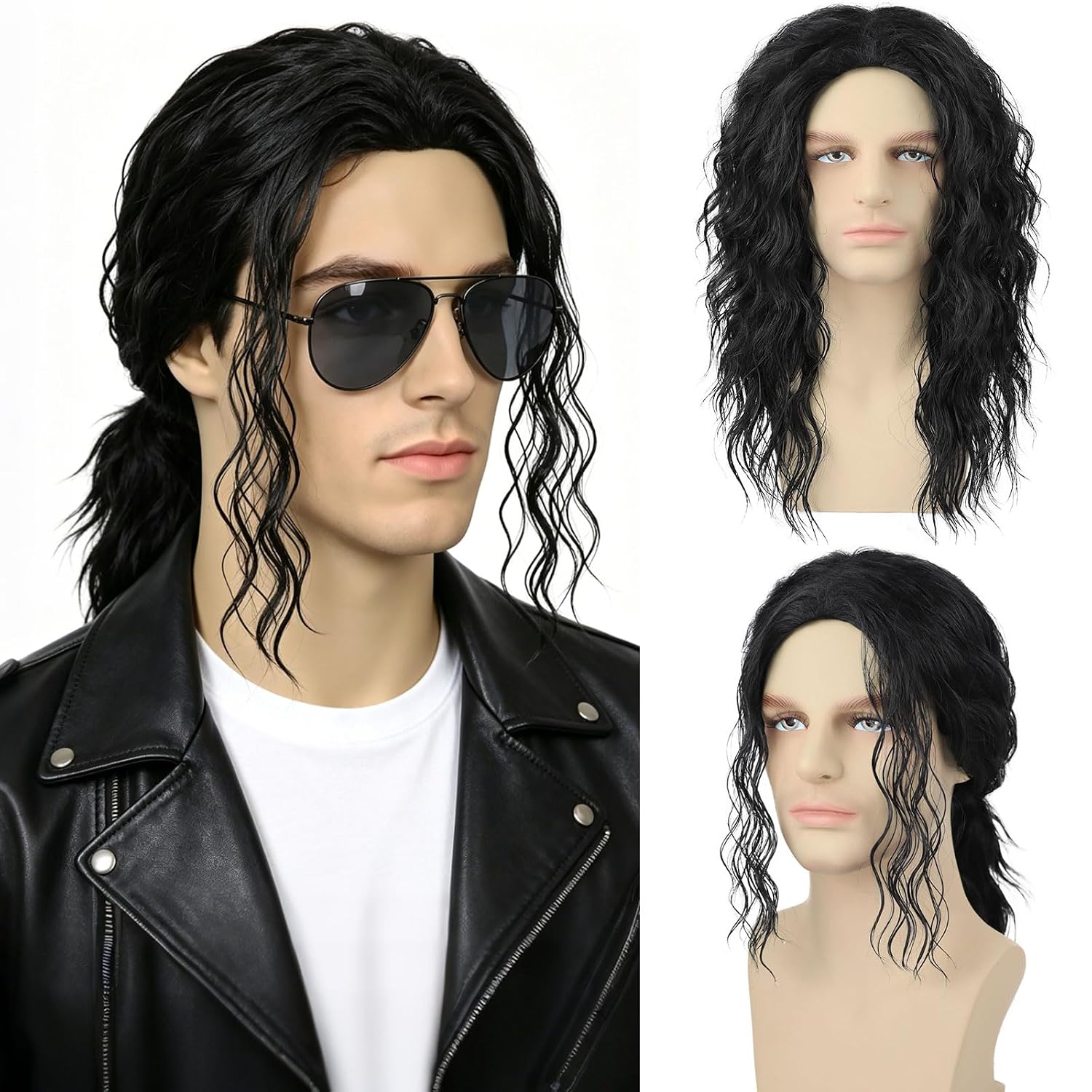 Men'S Accessories In The 80S - Мужской черный кудрявый парик для костюма